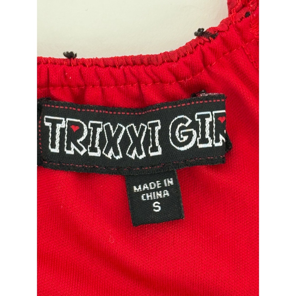 Trixxi Girl Red Swiss Dot Tiered Long Sleeve Dress Kids Sz S - Picture 7 of 9